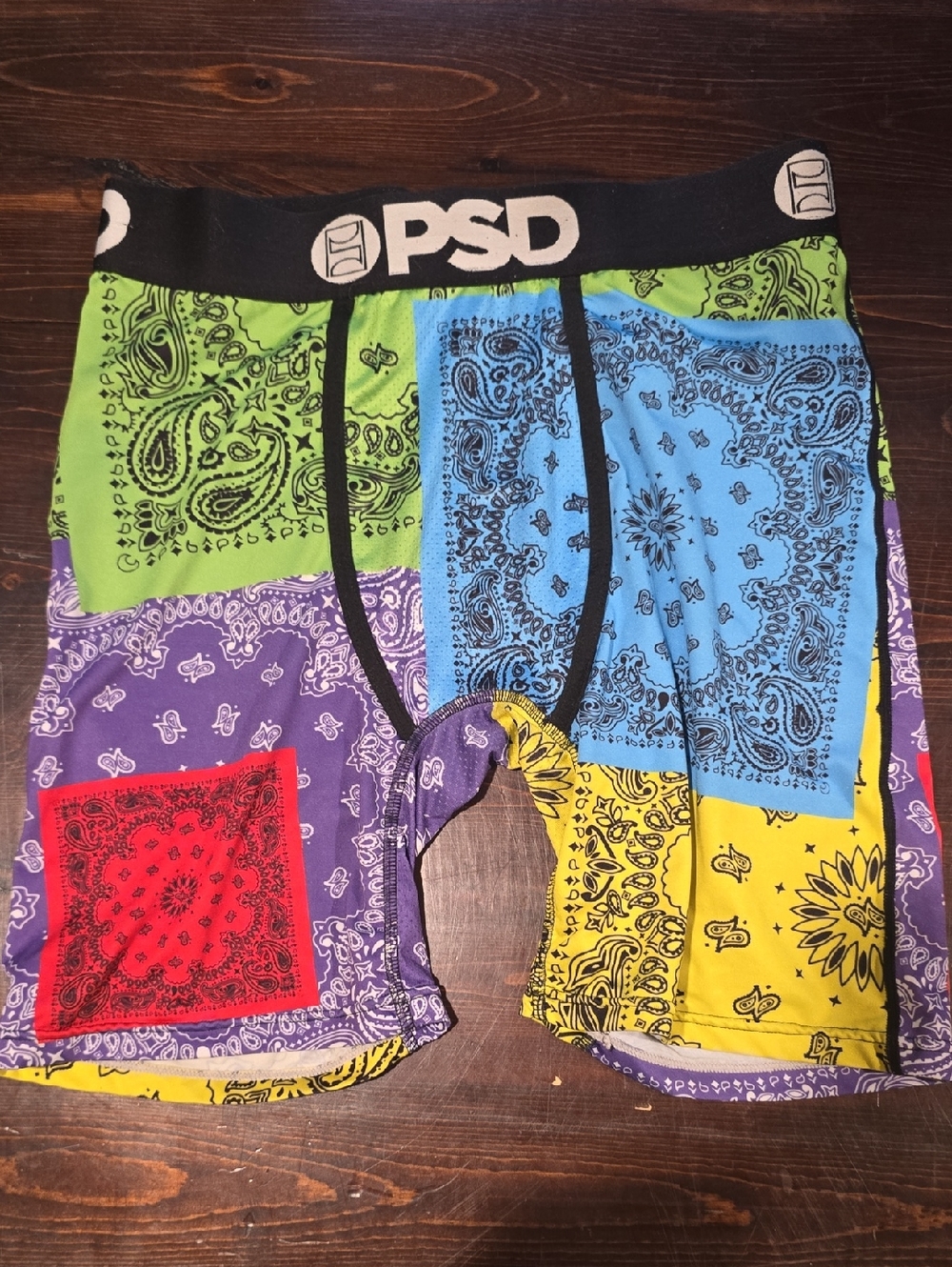PSD Mens Bandana Patchwork Boxer Briefs Multi-Color Size Medium